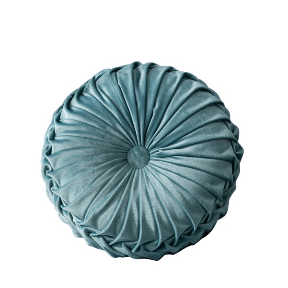 NWT Pleated Velvet Round Throw Pillow Room Couch Decor Solid Cushion Pillow 14” - Picture 5 of 7